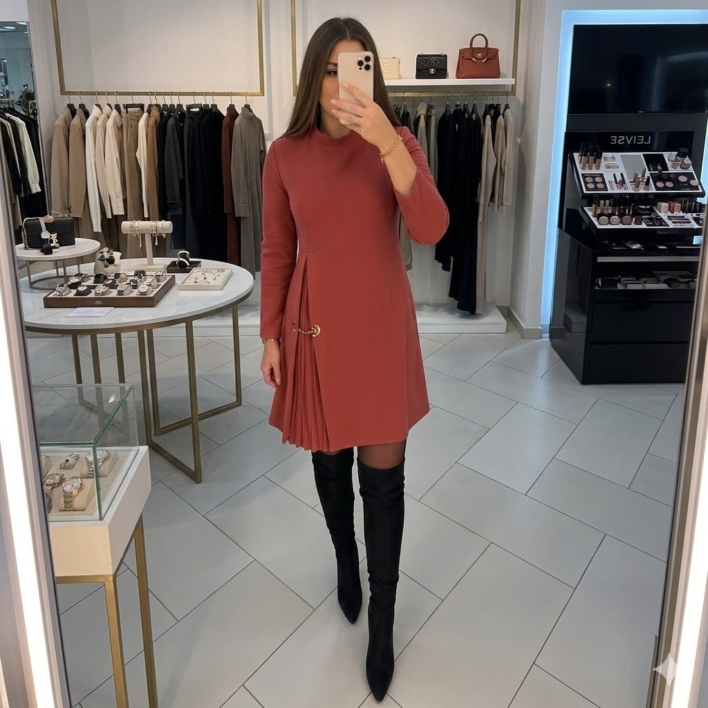 Robe à manches longues patchwork élégante pour femmes