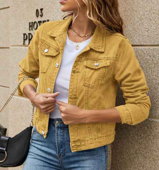 Veste en jean slim à col costume