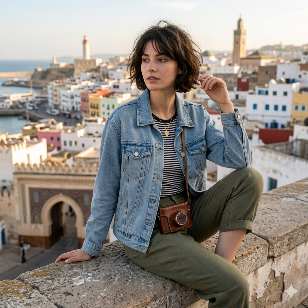 Veste en jean de couleur Bleu pour femme