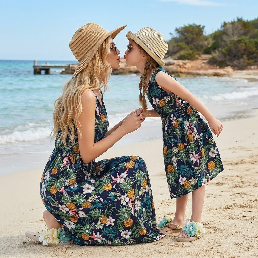 Robe de plage de vacances Mère et fille