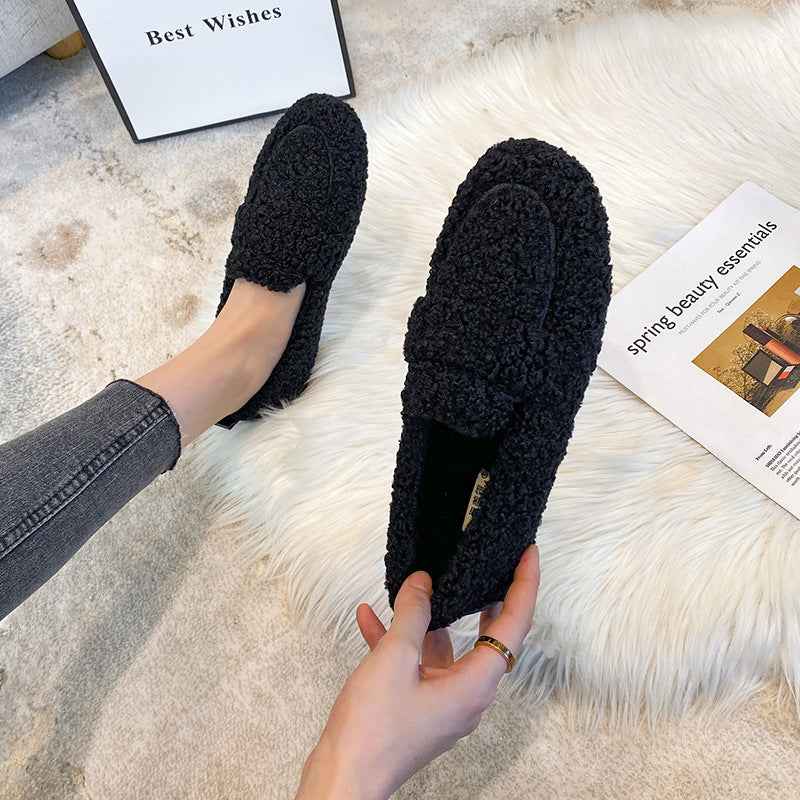 Mocassins Plates en Peluche d'Hiver , pour Femmes