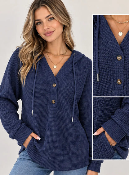 Sweat à capuche en tissu gaufré, mode décontractée