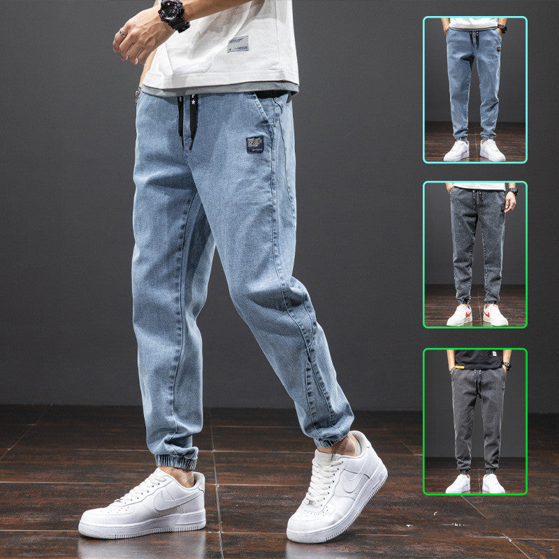 Pantalon en denim en coton micro-élastique