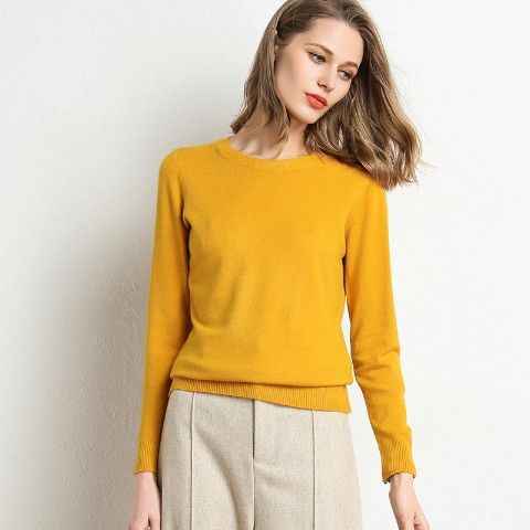 Nouveau pull femme pull en tricot col rond chemisier basique