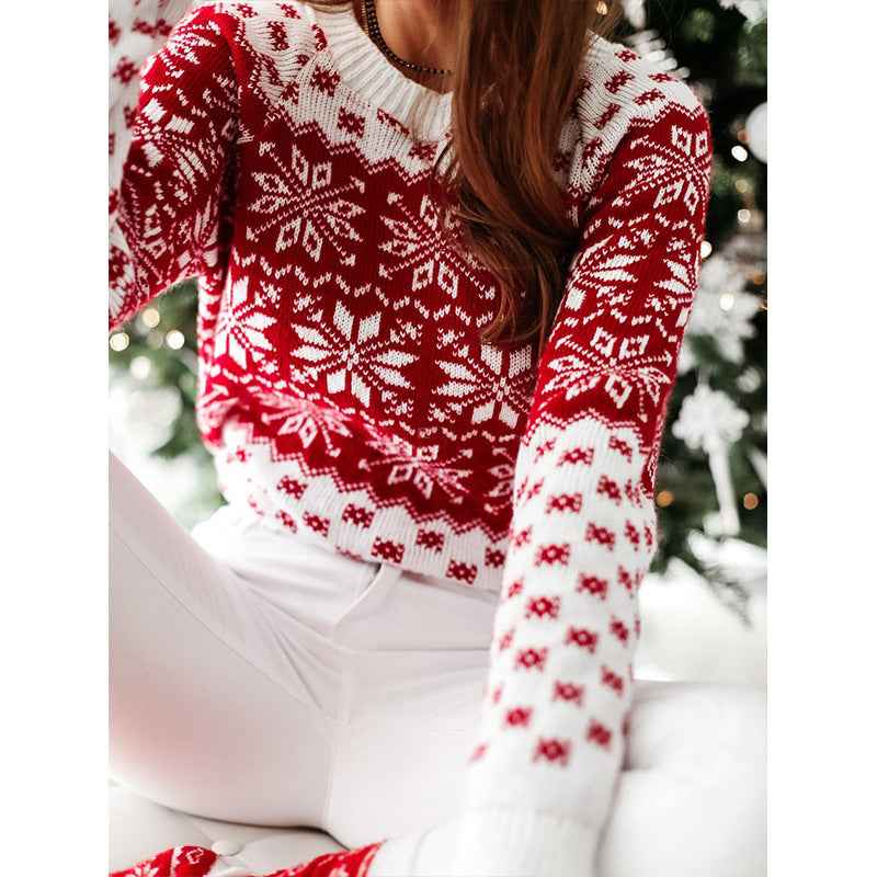 Pull en tricot à manches longues avec élan de Noël