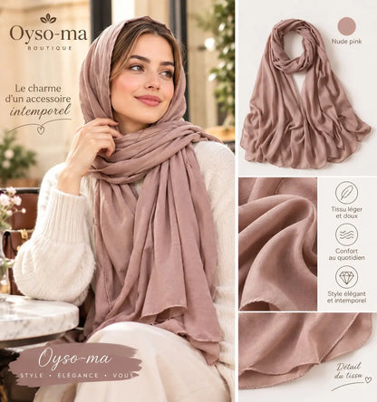 Foulard en chiffon perlé de couleur unie