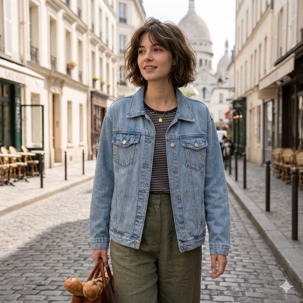 Veste en jean de couleur Bleu pour femme