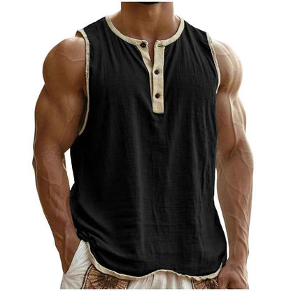 Men's Cotton-Linen Sleeveless Fitness Casual Trendy Tank Top
