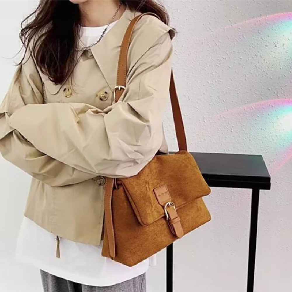 Sac Vintage en Daim à Épaule Unique et Sous le Bras Tout Usage Décontracté