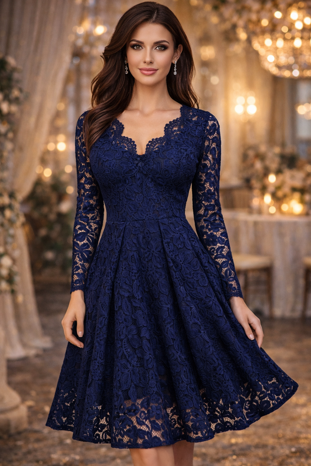 Elegant V-Neck Lace Dress
