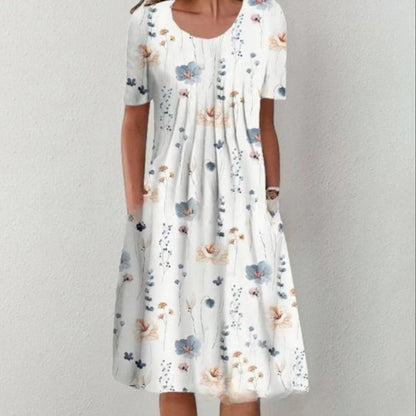 Robe imprimée à manches courtes et col rond