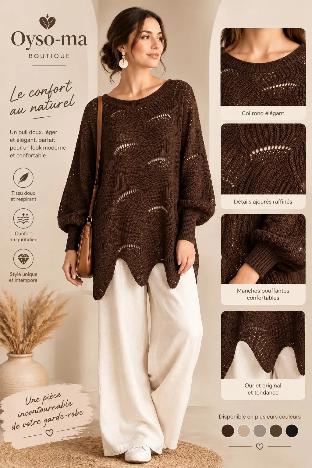 Pull Bohème Chic en Maille Ajourée