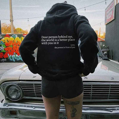 Sweat à capuche unisexe tendance avec citation imprimées