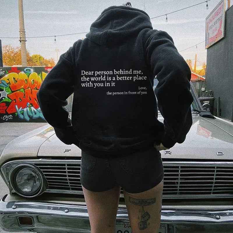 Sweat à capuche unisexe tendance avec citation imprimées