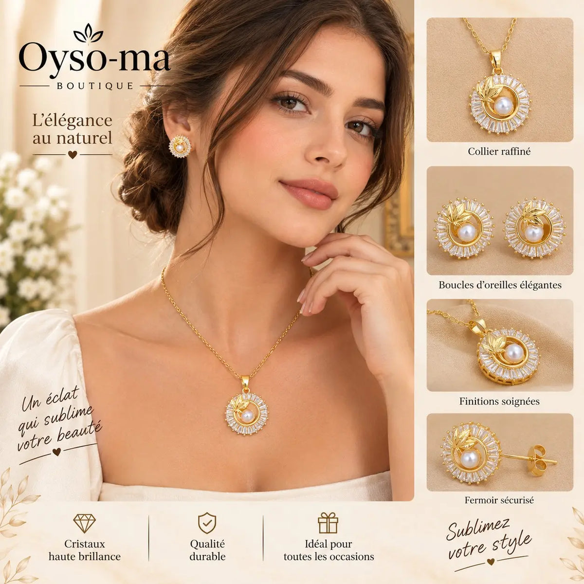 Ensemble Bijoux fantaisie carré plein de diamants