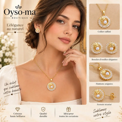 Ensemble Bijoux fantaisie carré plein de diamants