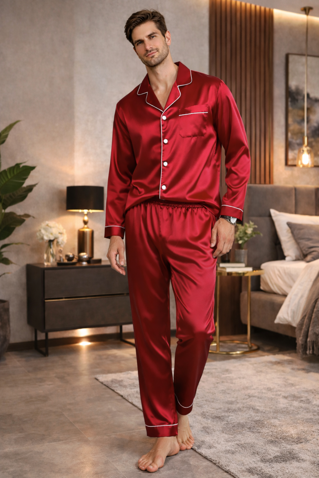 Pyjama pour hommes en soie glacée