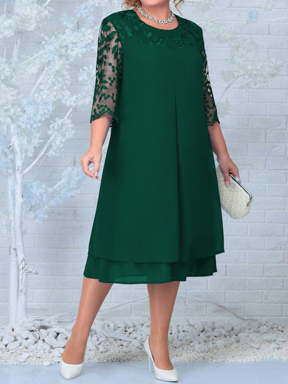 Embroidered Patchwork Midi Dress