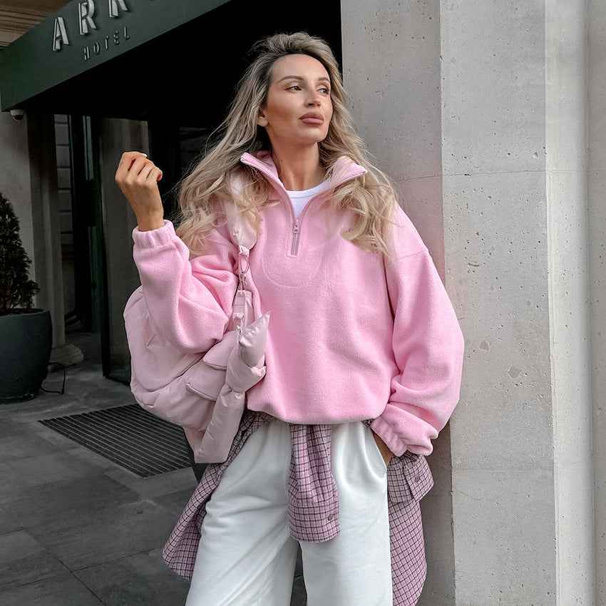 Sweatshirt en polaire berbère à pull ample pour femmes