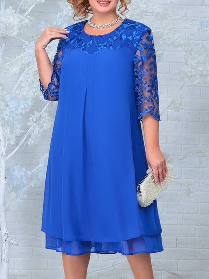 Embroidered Patchwork Midi Dress