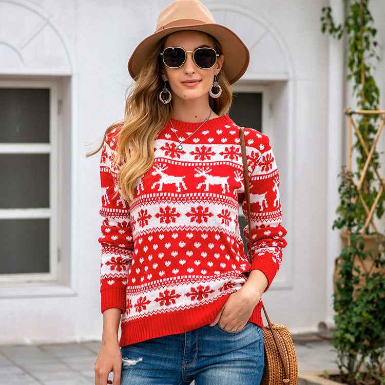 Pull-over de Noël à flocons de neige pour femmes