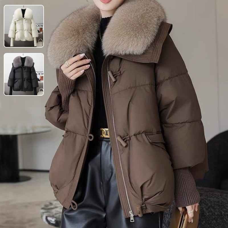 Veste en duvet pour femme , col en fourrure , vêtement d'hiver