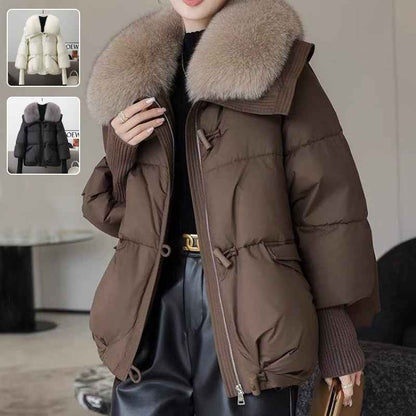 Veste en duvet pour femme , col en fourrure , vêtement d'hiver