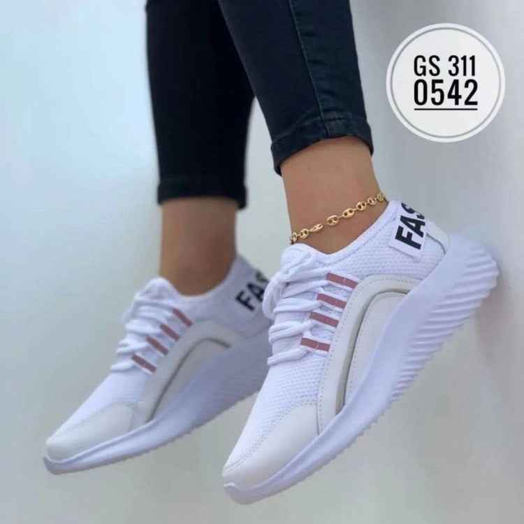 Baskets en maille pour femmes à lacets, chaussures de course