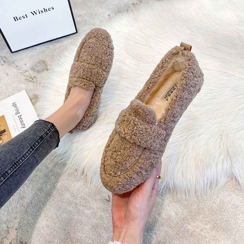 Mocassins Plates en Peluche d'Hiver , pour Femmes