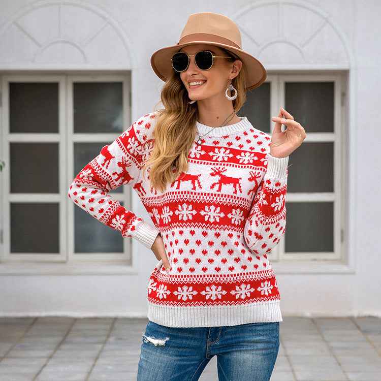 Pull-over de Noël à flocons de neige pour femmes