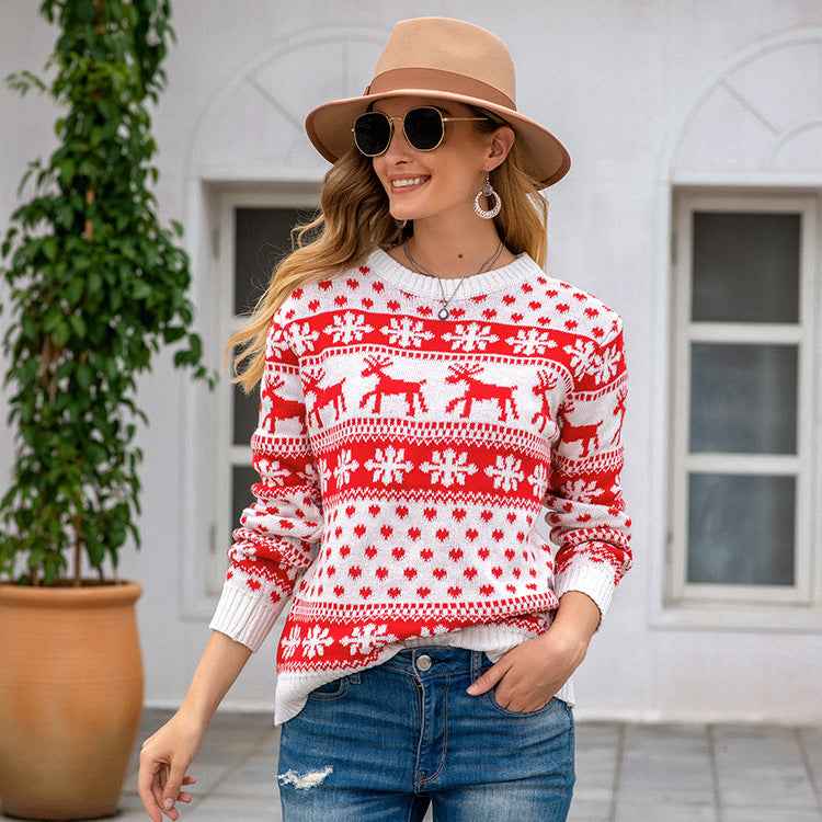 Pull-over de Noël à flocons de neige pour femmes