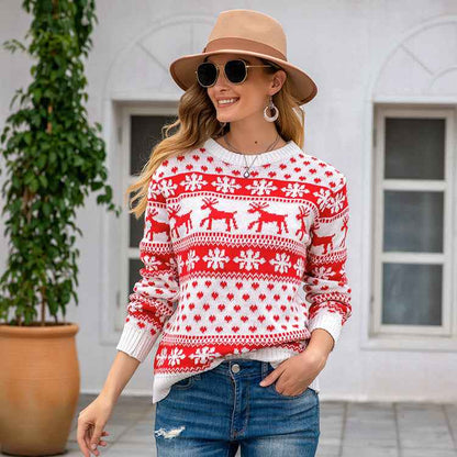 Pull-over de Noël à flocons de neige pour femmes