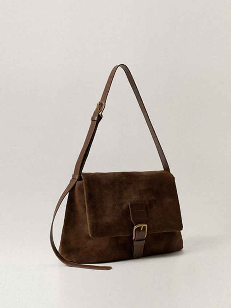 Sac Vintage en Daim à Épaule Unique et Sous le Bras Tout Usage Décontracté