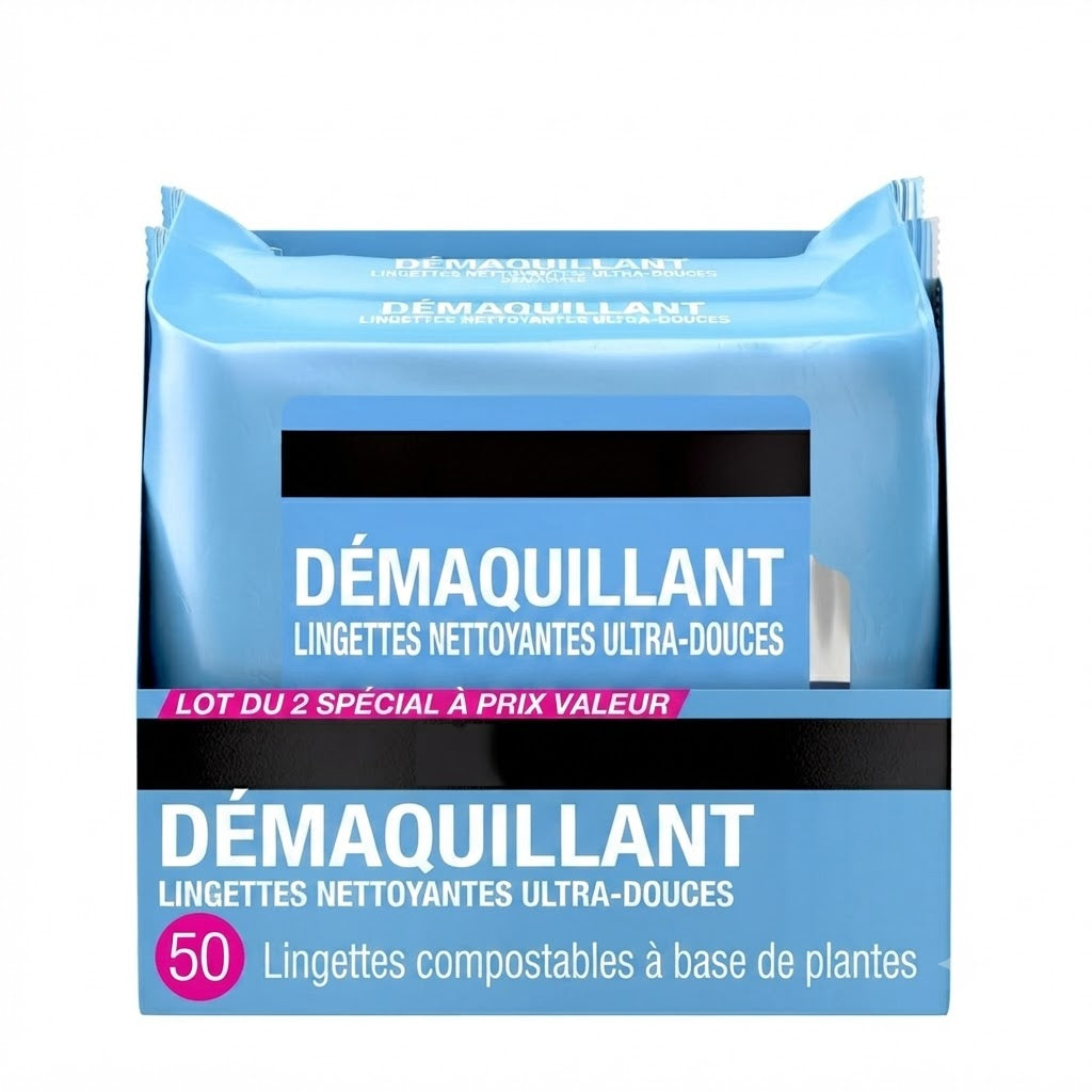 Lingettes Démaquillantes 2-en-1 : Douceur & Profondeur (x25)