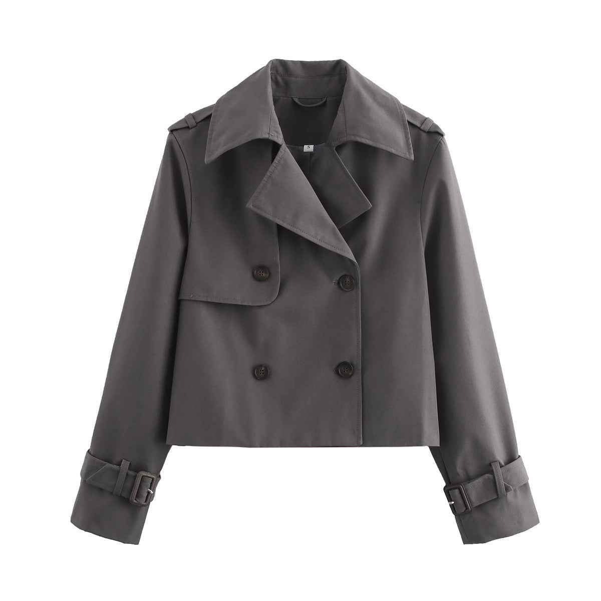 Manteau court polyvalent à double boutonnage et col à revers