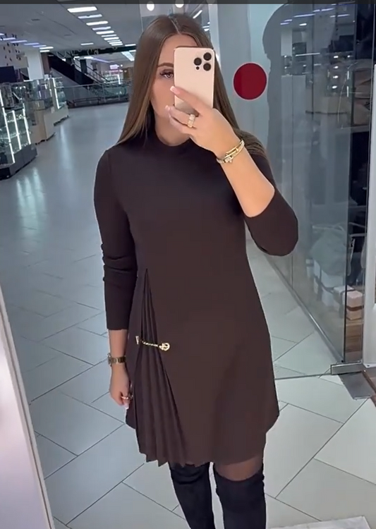 Robe à manches longues patchwork élégante pour femmes