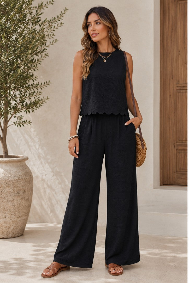 Ensemble gilet sans manches et pantalon décontracté