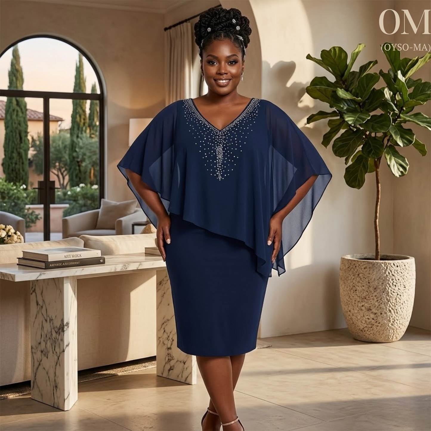 Robe avec manches mi-longues irrégulières