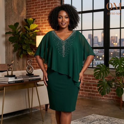 Robe avec manches mi-longues irrégulières