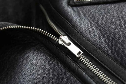 Veste Cuir PU en fourrure d'agneau intégrée