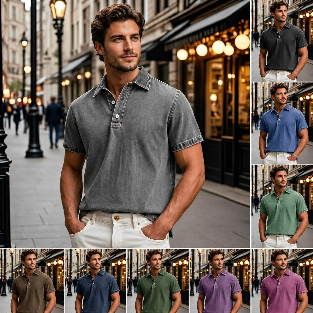 T-shirt à manches courtes vintage uni et élégant pour hommes