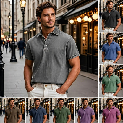 T-shirt à manches courtes vintage uni et élégant pour hommes