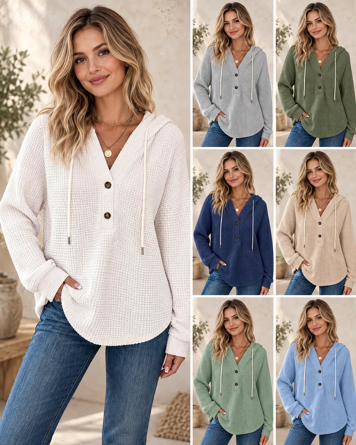 Sweat à capuche en tissu gaufré, mode décontractée