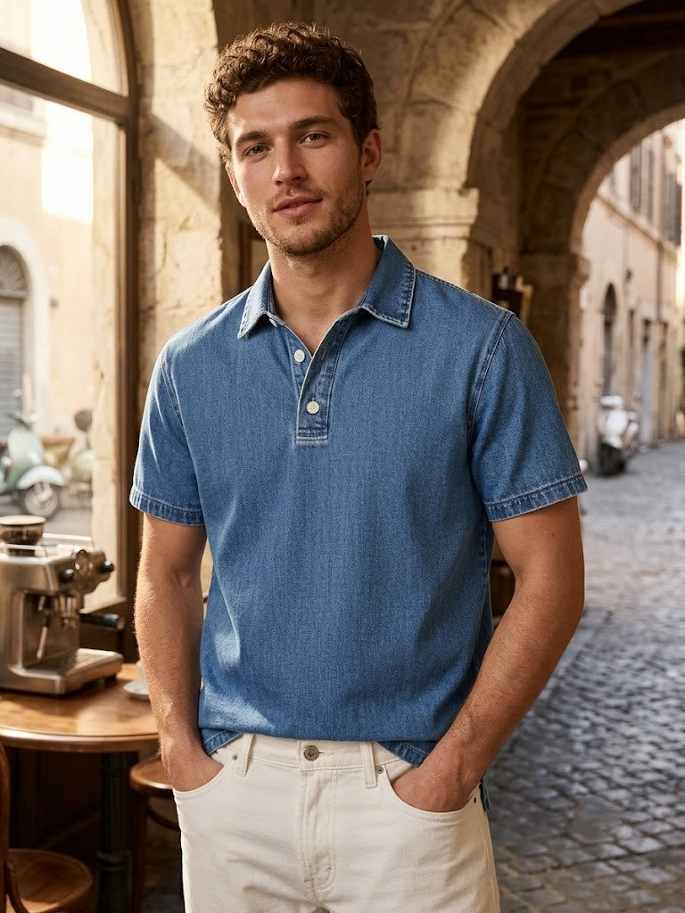 T-shirt à manches courtes vintage uni et élégant pour hommes