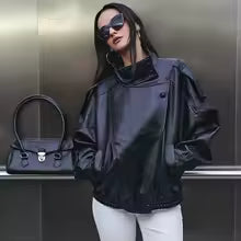Veste Manteau en Cuir Style Européen , Nouvelle Mode