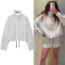 Ensemble Veste Décontractée à Pois avec Shorts