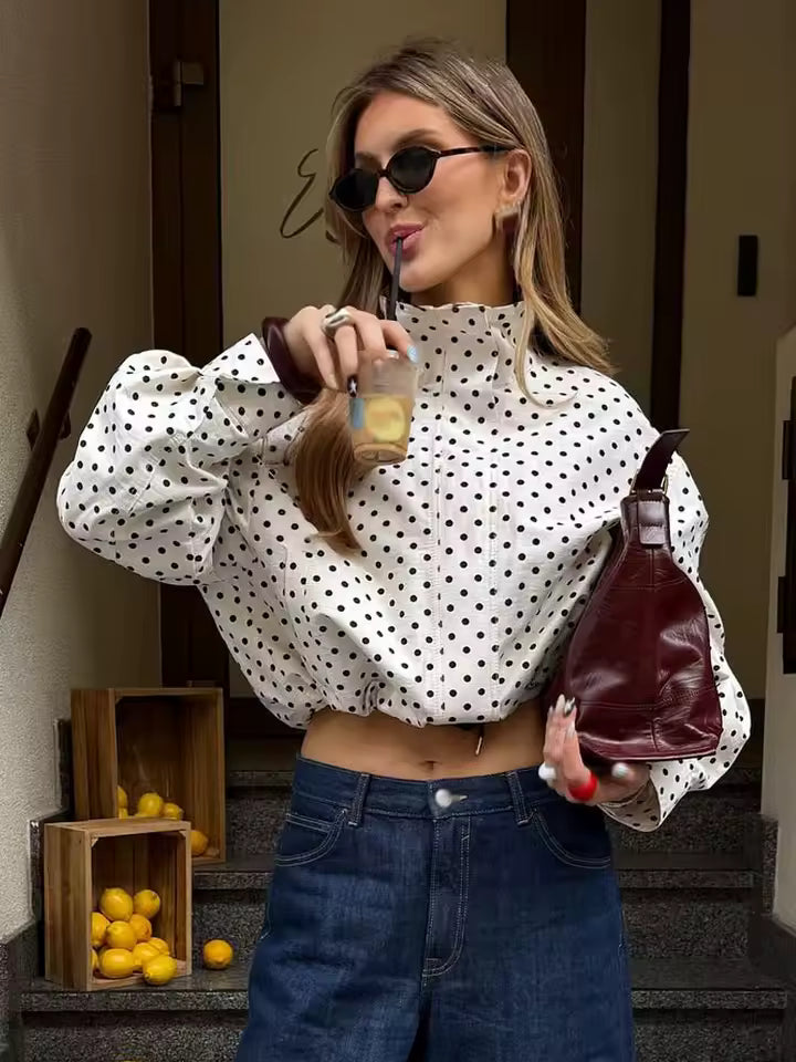 Ensemble Veste Décontractée à Pois avec Shorts
