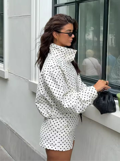 Ensemble Veste Décontractée à Pois avec Shorts