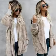 Manteau en coton chaud et pelucheux pour femme