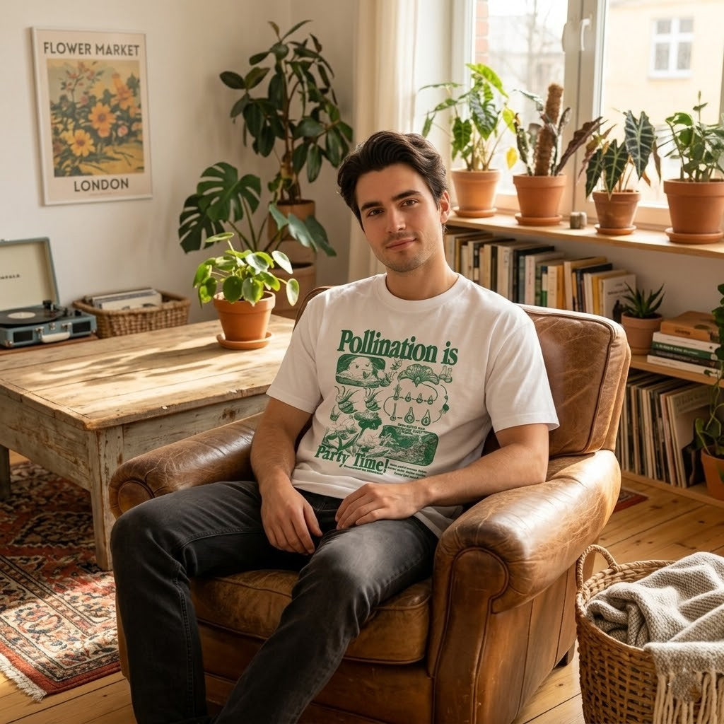 T-shirt col montant écologique unisexe-Pollination is Party Time-